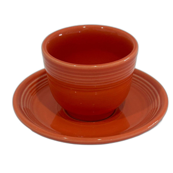 Homer Laughlin China Fiestaware Cups and Saucers Set of 4 Color Persimmon - Picture 4 of 12